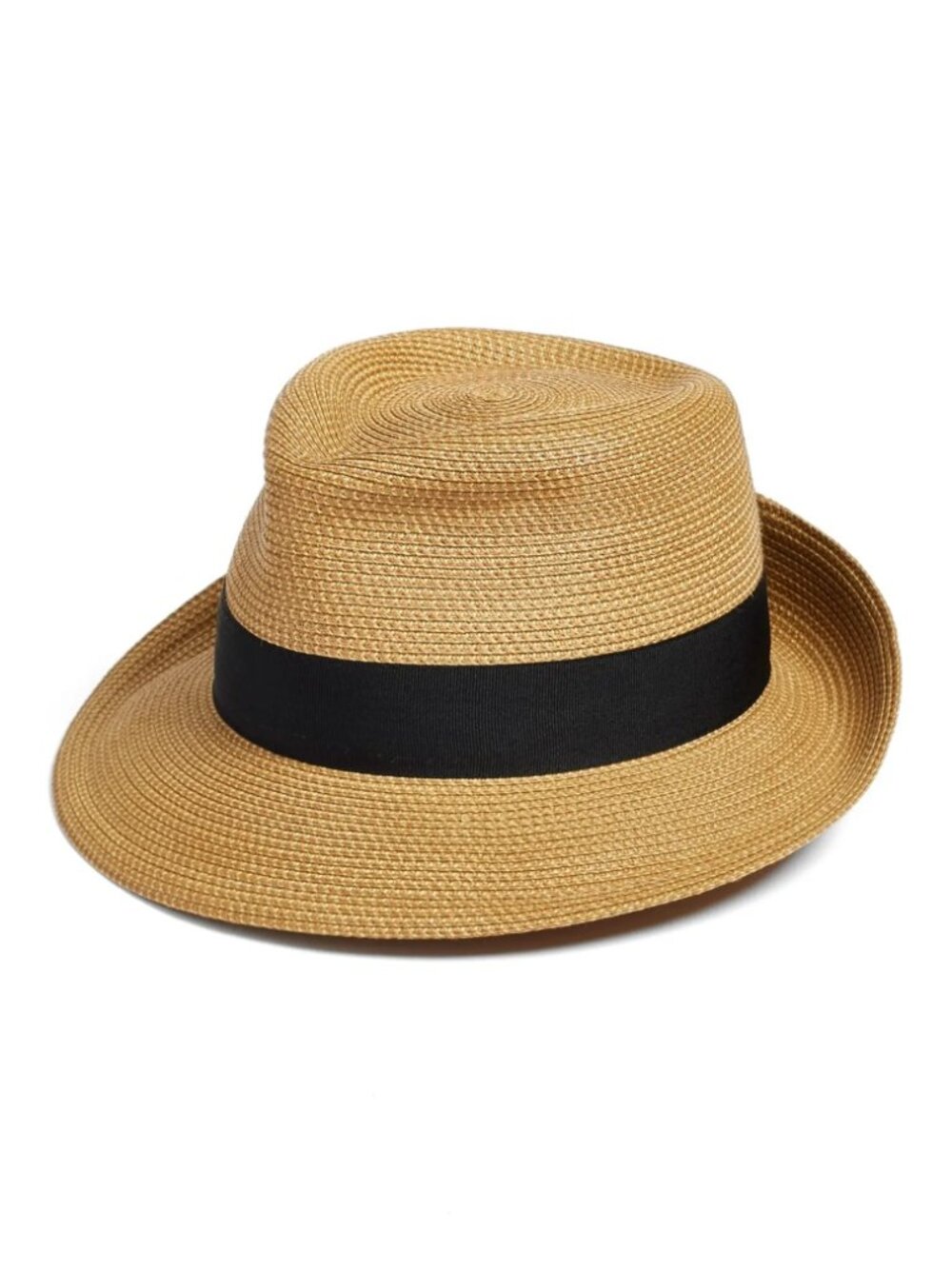 ERIC JAVITS Squishee Packable Fedora Hat Natural with Black Band